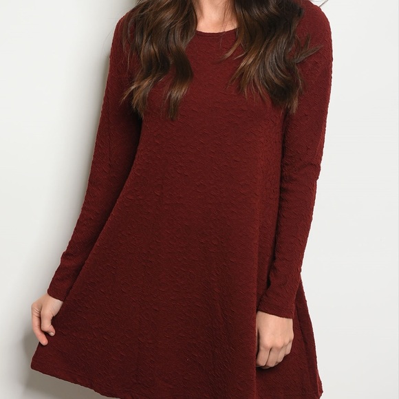 Textured Dress in Wine 17006 - Picture 2 of 3